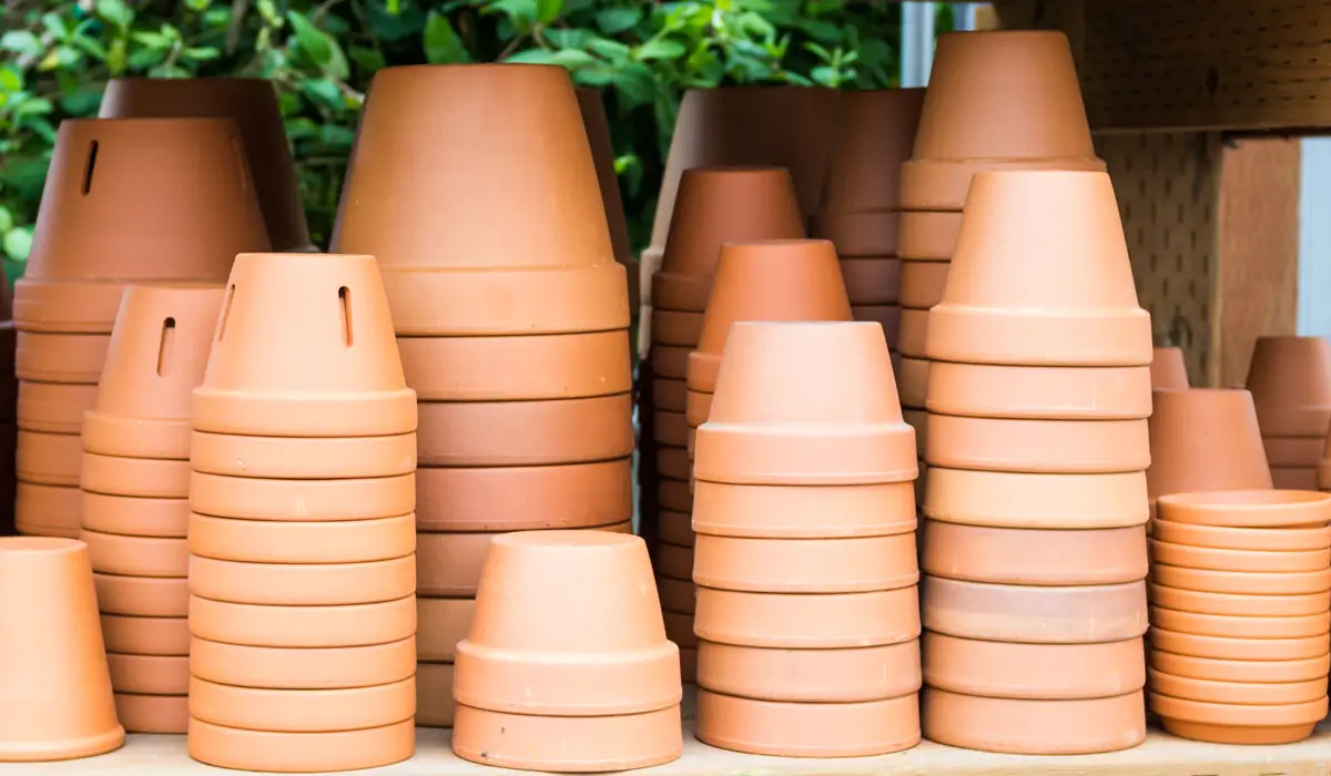 Clay pots stacked