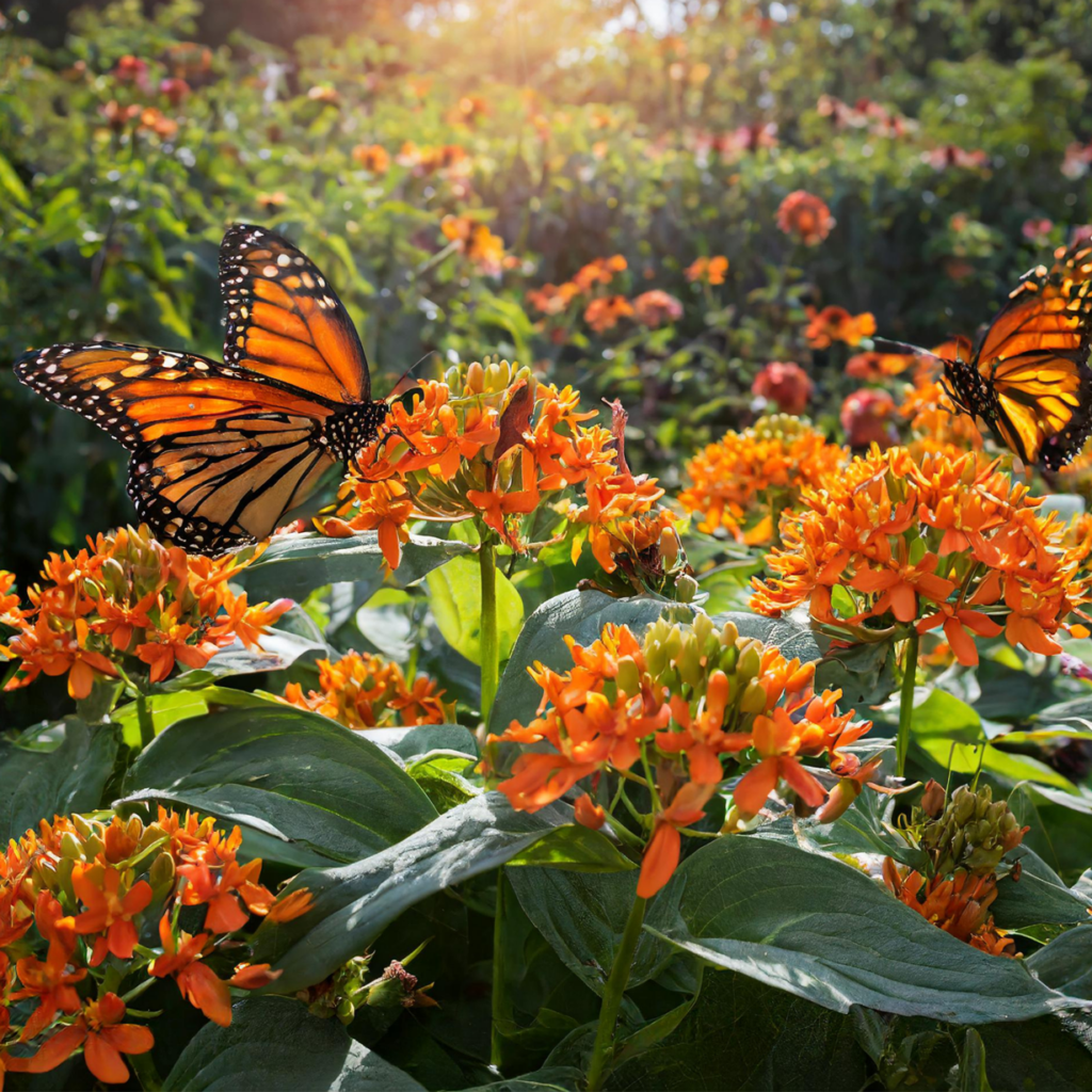Orange-flowers-and-butterflies