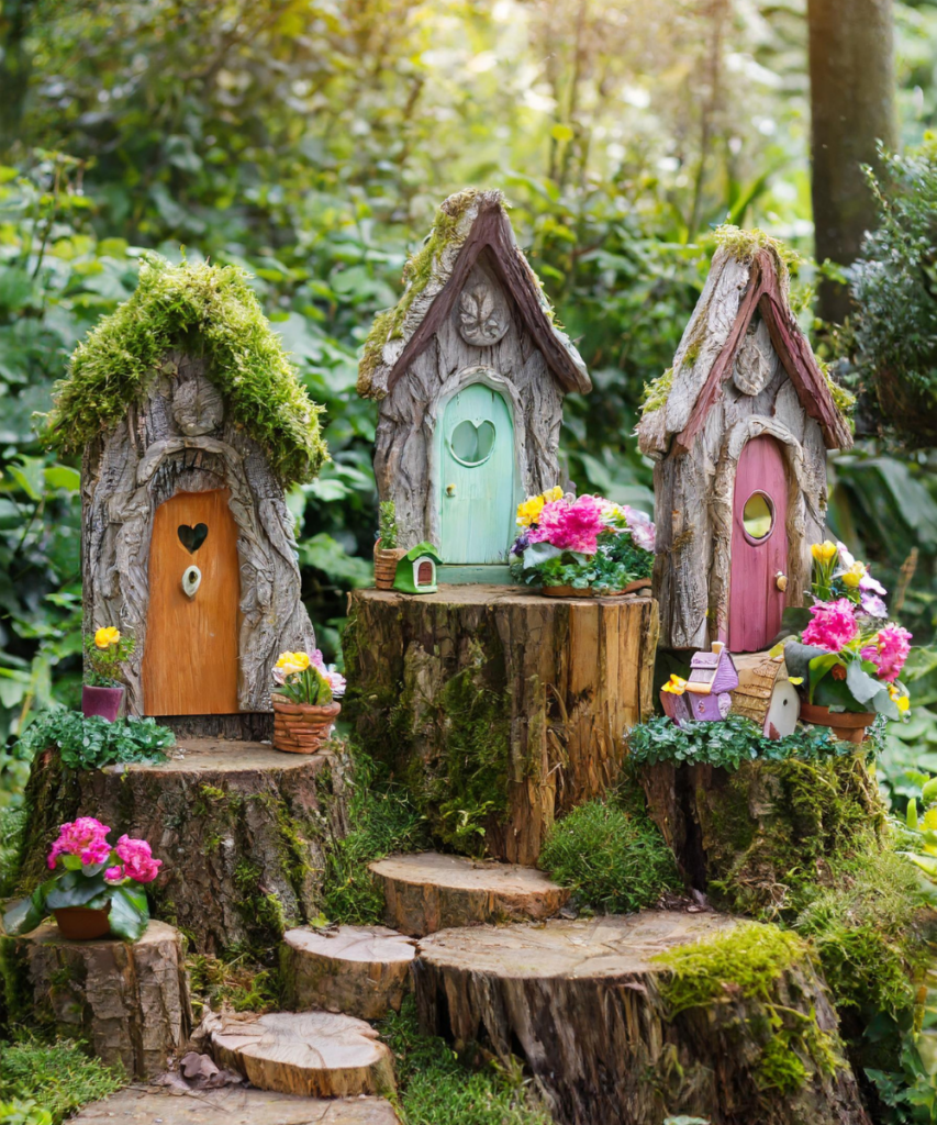 Fairy Garden doors on stumps