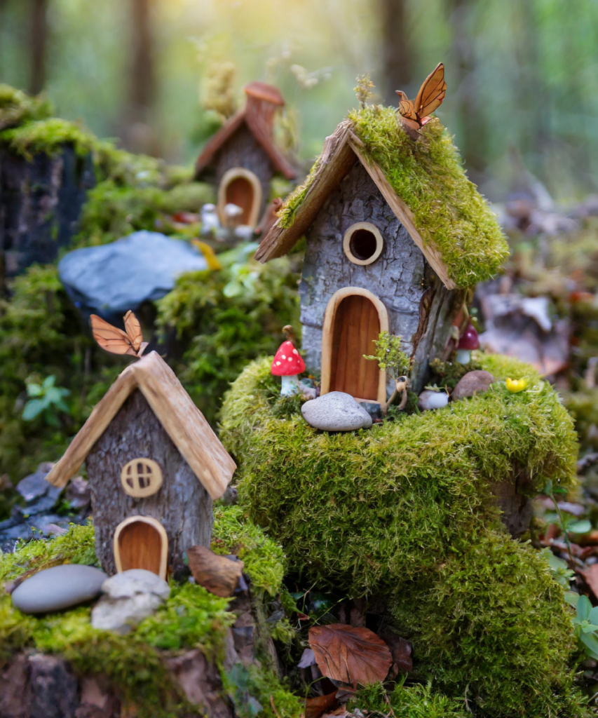 Fairy Garden houses on stumps